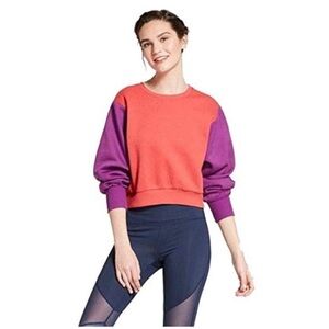 Colorblock Sweatshirt in Red and Purple‎ Size Medium Joy Lab